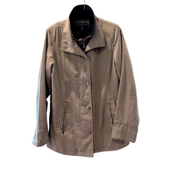 Fleet Street Green Windbreaker Jacket PM Petite Rain Coat Removable Liner Casual - Picture 1 of 8